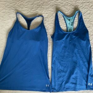 UNDER ARMOUR Lot Of 2 Blue Tank Tops Racer Backs Women’s Size Small